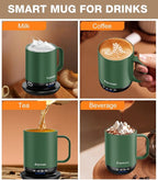 Self Heating Coffee Mug T1-16oz Fast Heating & Ultra Long-Lasting Battery Life, Heated Coffee Mug Up to 149℉ - Touch & App Controlled Coffee Mug, Birthday Gifts for Women and Men