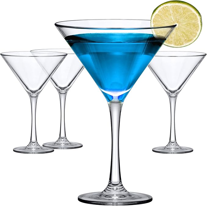 Amazing Abby - Vesper - 10-Ounce Plastic Martini Glasses (Set of 4), Plastic Cocktail Glasses, Reusable, BPA-Free, Shatter-Proof, Dishwasher-Safe, Perfect for Poolside, Outdoors, Camping, and More