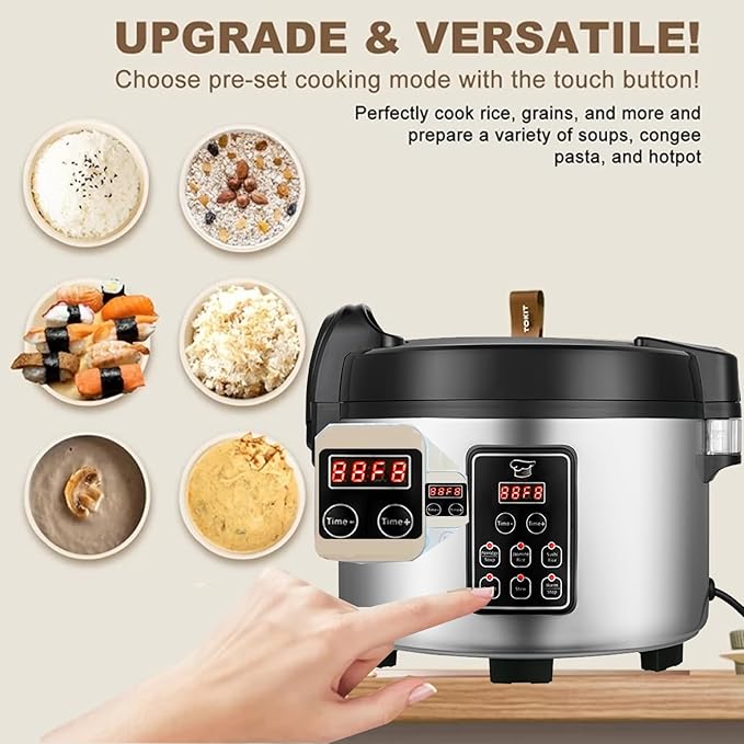 15L Commercial Rice Cooker & Warmer (84 Cup Cooked, 15.8 QT) Smart Large Rice cooker 6 Rice Cook Functions 24-Hr Delay Timer | LED Display | Auto Keep Warm | Non-Stick Inner Pot