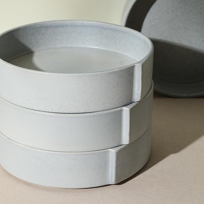 Stone Lain Bao 4-Piece Pasta Bowl Set Stoneware, Blue-Grey