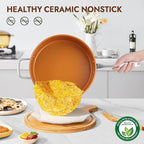 Ceramic Saute Pan with Lid, 5.5QT Nonstick Frying Pan without PFAS, PTFE, or PFOA, Stainless Steel Base Deep Skillet for All Cooktops, Oven & Dishwasher Compatible