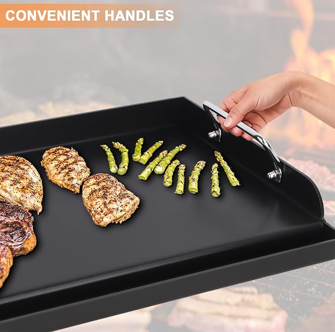 Universal Flat Top Griddle for Gas/Electric/Charcoal Grill/Stove Top BBQ Griddle Inserts, 17" x 13" Skillet for Weber Charbroil Camp Chef Nexgrill Pan Plancha Para Cocinar for Outdoor, Carbon Steel