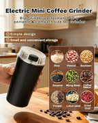 One Touch Coffee Grinder Electric 300W - Heavy-Duty Stainless Steel Blades Small Grinder for Spices & Coffee Beans for Home Use, With 50g Capacity, Ideal for Espresso & French Press