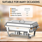 Chafing Dish Buffet Set, 8 Qt 1 Pack, Stainless Steel Rectangle Catering Warmer Server for Parties, Dinners, Catering, Buffet and Weddings