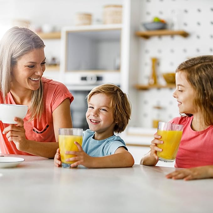 Topsky 12-ounce Plastic Water Tumblers | Set of 4 Transparent Unbreakable Drinking Glasses Clear Acrylic Reusable Juice Wine Cups for Home Picnic Party, Dishwasher Safe, Stackable