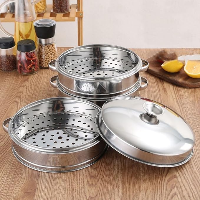 Stainless Steel Steamer Tray for Healthy Cooking for Vegetables, Meat, and Baby Food (18cm Steamer)