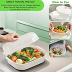 Microwave Steamer for Vegetables, Plastic Microwave Vegetable Steamer with Lid for Vegetables Prep Seafood Fish Cooking, White-Rectangle, 10.6Inch