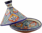 Moroccan Handmade Serving Tagine Exquisite Ceramic With Vivid colors Original Medium 10 inches Across