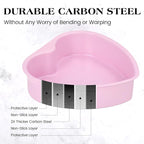 Heart Shaped Cake Pans 6 Inch 8 Inch Nonstick Cake Pan for Baking Stainless Steel Small large Heart Molds Set (Pink)