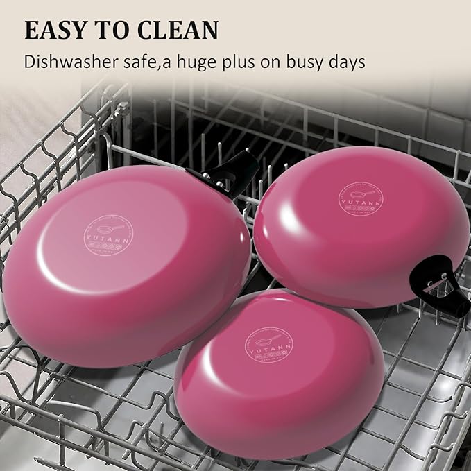 YUTANN Nonstick Frying Pan 10 inch, Ceramic Cast Iron Skillet, Lightweight Pre-seasoned Cast Iron Pan with Detachable Handle, Dishwasher & Oven Safe, Free of PFAS and PFOA