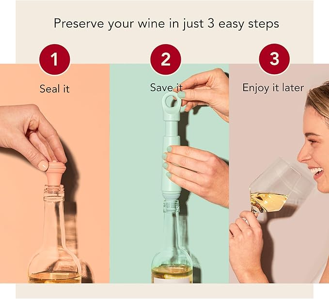 Vacu Vin Wine Saver Loop – Made in the Netherlands – Premium Vacuum Pump with Stopper – Airtight Seal Keeps Wine Fresh up to 10 Days – Stylish & Long-Lasting – Jade