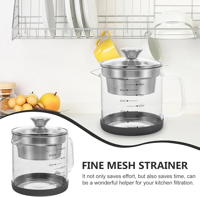 Juice Strainer Yogurt Strainer with Lid - Stainless Steel Soy Nut Milk Filter Food Maker - Iced Tea Pitcher Juice Tea Filter Pot with Scale for Making Yogurt Soybean Milk, 1.5L