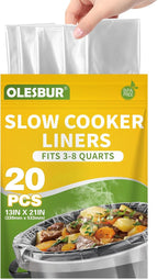20 Count Slow Cooker Liners, 13"x21", Fits 3-8 Quarts, Disposable Pot Liners Compatible with Crockpot, Oval Large Size, BPA-Free Cooking Bags, Kitchen Accessories, Cook with Ease