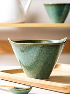 HENXFEN LEAD Japanese Ramen Bowls Set of 2 - Deep Ceramic Soup Bowls with Spoons, Chopsticks and Holder, 20 Oz Serving Dishes for Pho, Udon Noodle, Cereal