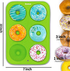 Anaeat 2 Pack Donut Pan Silicone Baking Mold, Just Pop Out! Non-Stick Doughnuts Baking Pans BPA Free for 6 Full-Size Donuts, Muffins, Cake Biscuit Bagels - Easy Clean, Oven, Dishwasher Safe (Green)