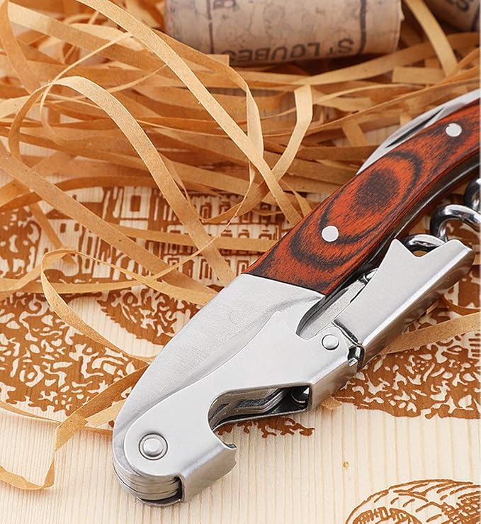 Professional Waiter Corkscrew Wine Key for Bartenders Set of 3,With Long Rosewood Handle Stainless Steel Handle Wine Opener for Bar Restaurant Waiters, Sommelier, Bartend (Long Wood 3 Packs)