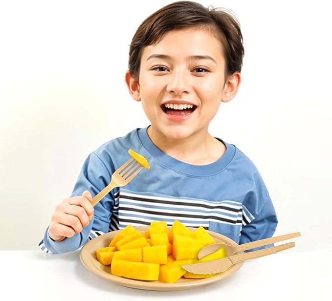 250 Piece Biodegradable Paper Plates Set – Sturdy Compostable Dinnerware with 7” & 9” Plates, Forks, Knives & Spoons – Eco-Friendly Disposable Party Supplies