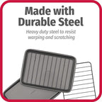 GoodCook Set of 2 Nonstick Steel 9" x 6.2" Toaster Oven Mini Baking Sheets with Racks, Gray