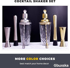 Cocktail Shaker Set - Glass Mixed Drink Shakers Cocktail Set, Martini Shaker with Strainer for Bars, Whiskey, Cocktails (Gold Set)
