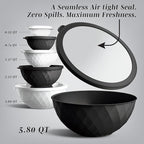 COOK WITH COLOR Mixing Bowls with Lids - 12 Piece Plastic Nesting Bowls Set includes 6 Prep Bowls and 6 Lids, Diamond Design - Microwave Safe (Mint)