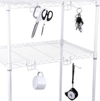 4 Pcs Accessory Hooks for Wire Shelving with Rubber Cover Heavy Duty Metal Hooks for Hanging Kitchen Utensils Wire Shelf Accessories Room Organization (White)