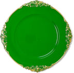 allgala Heavy Quality Round Charger Plates - Chargers for Dinner Plates - Set of Charger Plates for Table Decor - Ideal for Weddings, Thanksgiving Parties & Holidays - Floral Green (13-Inch 6-Pack)