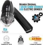 Mamba Original 1g Black USB Electric Herb Grinder with Color Box. Small Portable Metal Herbal Machine & Spice Mill for the Kitchen