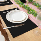 Linen Placemats Set of 8, Machine Washable, Heat Resistant, Wrinkle Free, Thick Polyester Kitchen Place Mats for Dining Table (Black)