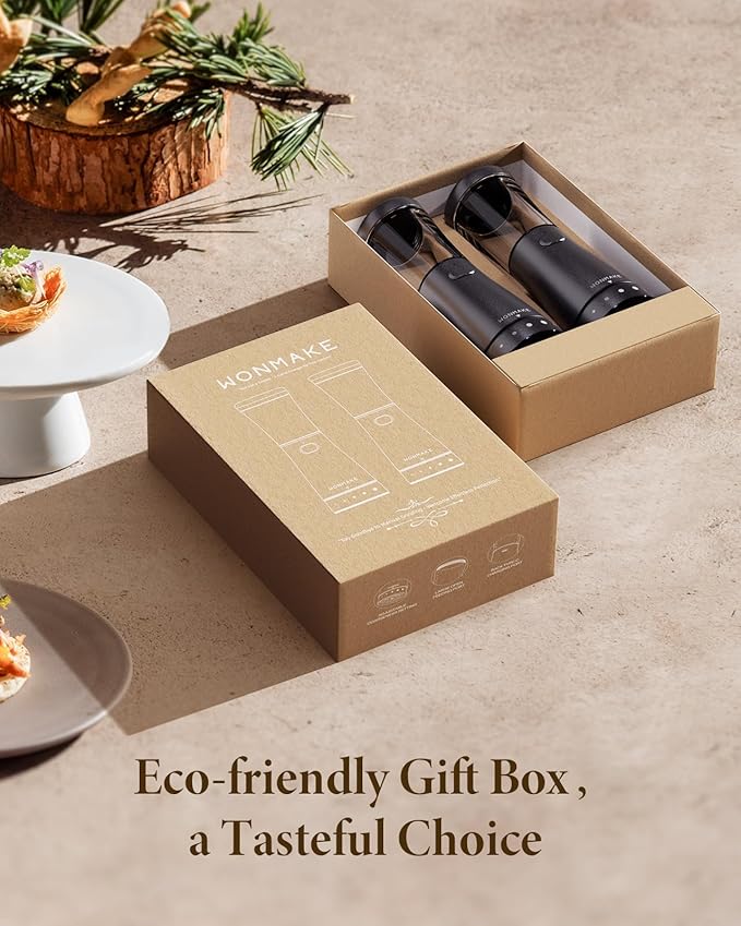 Electric Salt and Pepper Grinder Set Rechargeable, Electric Pepper Grinder with Adjustable Coarseness, 4.5oz Large Capacity, 1.8" Wide-Mouth & Storage Base, One-Hand Operation Kitchen Gadgets