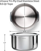 Tramontina Utsava 9.5-Quart Tri-Ply Clad Stainless Steel Tope with Lid, Extra Large Patila Pot for Indian Cooking