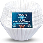 Brodys Coffee Filters 4-6 Cups - Junior Basket Style (400 Count), White Paper, Chlorine Free, All-Natural Paper, No Messy Ground Overflow