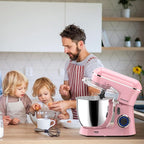 Stand Mixer, 6.5QT 10-Speed Tilt-Head Electric Stand Mixer, 3-In-1 Kitchen Mixer with Bowl, Dough Hook, Whisk and Beater, Food Mixer for Baking, Cake and Most Home Cooks, Pink