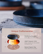 famiware Star 8.25" Pasta Bowls, Large Dinner Bowls Set of 6, Salad Bowl Plates, Shallow Bowls for Eating, Nebulas Blue