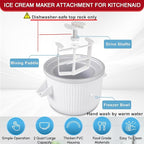 Ice Cream Maker Attachment for KitchenAid Stand Mixer, Compatible with 4.5/5QT & 6QT Stand Mixers, 2 Quart Frozen Kitchenaid Ice Cream Maker Attachment Ice Cream Bowl for Yogurt/Sorbet Gelato