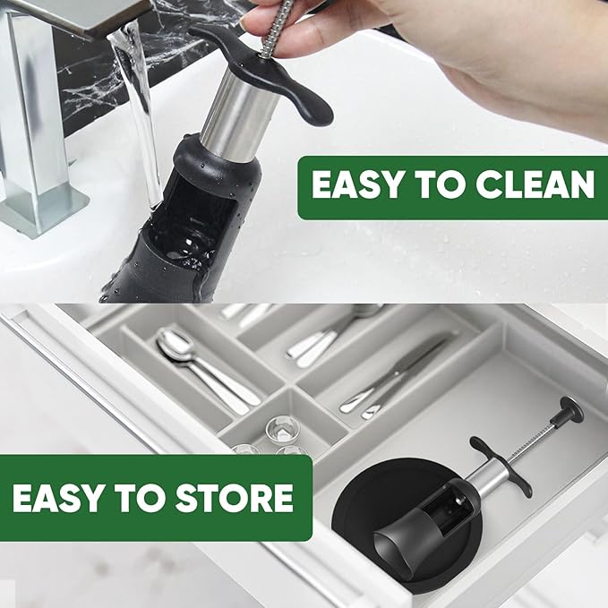 2 in 1 Cherry Pitter Remover Tool, Premium Quick Release Cherry Pitter, Press & Push Type, Large 33mm Cherry Seed Remover, Durable, Food Grade Stainless Steel & PP Plastic, More Labor Saving