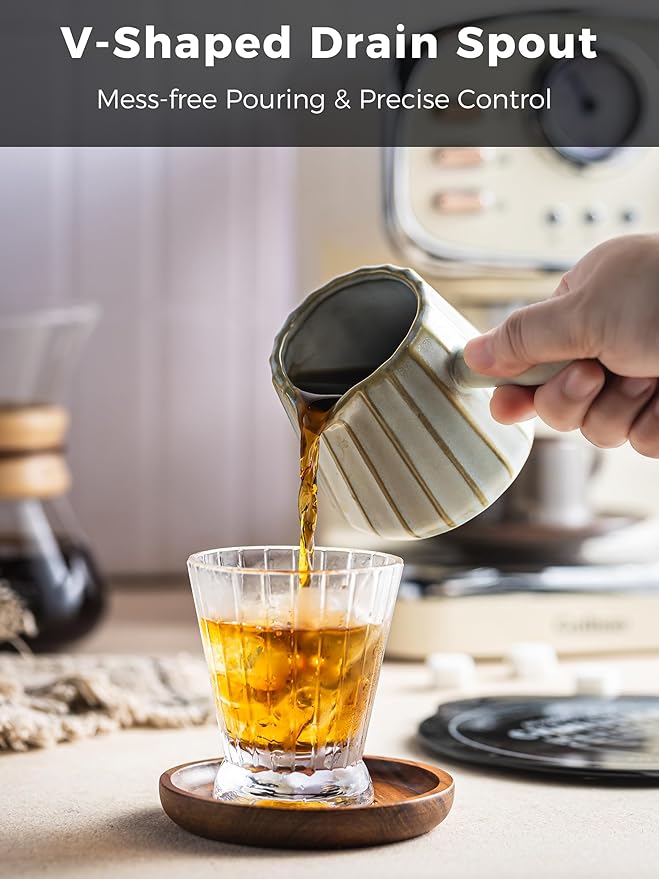 Espresso Cups, Ceramic Espresso Measuring Cup with Handle, Expresso Shots Cups with Scale, Espresso Accessories, 200ML /6 OZ, Light Green