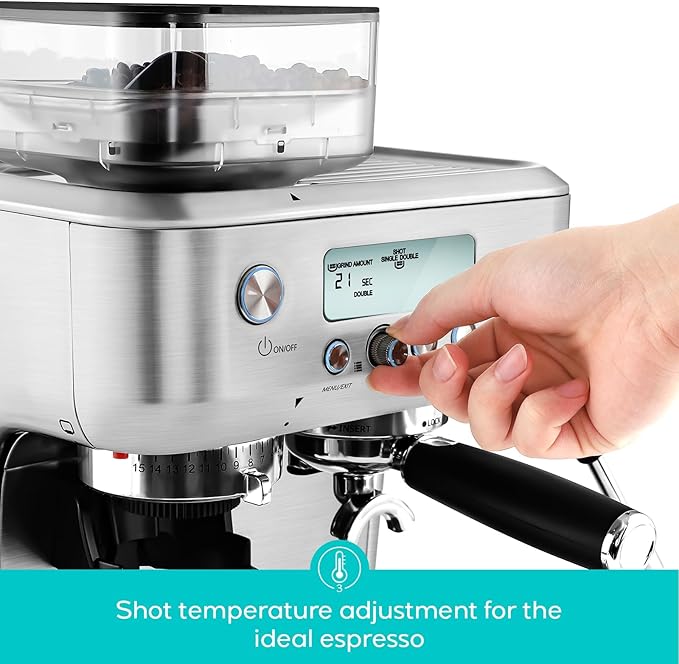 CASABREWS 5700Pro Espresso Machine with Grinder, Professional Coffee Maker with Milk Frother Steam Wand, Barista-Quality Cappuccino Latte Machine with LCD Display, Great for Coffee Enthusiasts