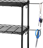 4 Pcs Accessory Hooks for Wire Shelving with Rubber Cover Heavy Duty Metal Hooks for Hanging Kitchen Utensils Wire Shelf Accessories Room Organization (Black)