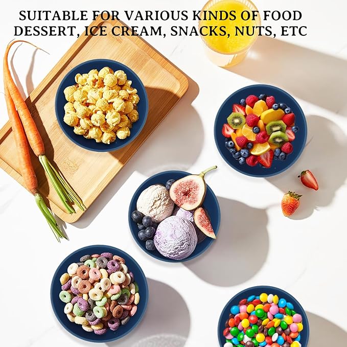 Wheat Straw Bowl 10 OZ - 5 Inch, Unbreakable Small Bowls Set of 8, Dessert Bowl for Kitchen, Camping, Party, Microwave and Dishwasher Safe Mini Bowls for Appetizer, Yogurt (Blue)