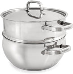 BergHOFF Belly Shape 18/10 Stainless Steel 9.5 inches Stockpot 5.5qt., Metal Lids, Fast, Evenly Heat, Induction Cooktop Ready
