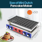 SICHI Mini Pancake Maker - 50Pcs Mini Dutch Pancake Maker With Nonstick and Quick Heat-Up, Mini Pancakes Maker Machine With 2 Thermostats & 2 Timers Separate Control, Commercial Pancake Maker Machine