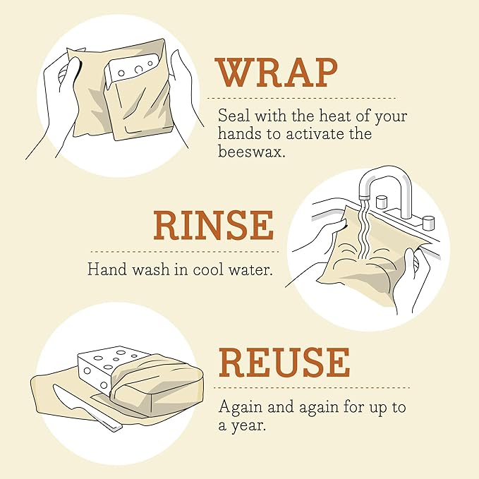 Bee's Wrap Beeswax Wraps for Food - Honeycomb 3 Pack (S, M, L) Made in USA Reusable & Organic Food Wraps, Sandwich Wrap & Bowl Covers - Eco-Friendly Alternative to Aluminum Foil & Plastic Wrap