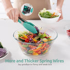 600ºF Heat Resistant Kitchen Tong: U-Taste 7in Silicone Cooking Tong with Firm Sealed Non Stick Rubber Tips & Silicon Coated 18/8 Stainless Steel Handle & Smooth Locking for Serving Salad (Aqua Sky)