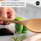 OTOTO New HopTop Frog Spoon Holder for Stove Top - Spoon Rest for Stove Top and Steam Releaser, Cute Kitchen Accessories, Cooking, Cool Gadgets, Fun Kitchen Gifts, White Elephant Gifts