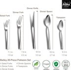 Alata Bailey 20-Piece Forged Silverware Set Stainless Steel Flatware Set,Service for 4,Mirror Polished Cutlery Set,Dishwasher Safe…