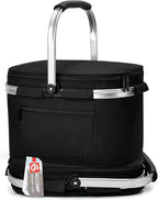 ALLCAMP OUTDOOR GEAR Insulated Cooler Bag Collapsible Portable Picnic Basket Cooler W/ Sewn in Frame (Medium Jet Black)
