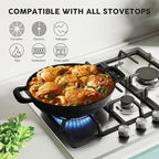 Non-Stick Frying Pan/Skillet 11", 3QT Tagine Pan,Cast Aluminum Pans with Lid, Stove/Oven-to-Table Cookware, Dishwasher Safe& Compatible with All Stovetops（Black Red）