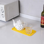 Silicone Dish Drying Mat for Multiple Usage,Easy clean,Eco-friendly,Heat-resistant Silicone Mat for Kitchen Counter or Sink,Refrigerator or Drawer Liner Yellow S 12 inches x 6 inches
