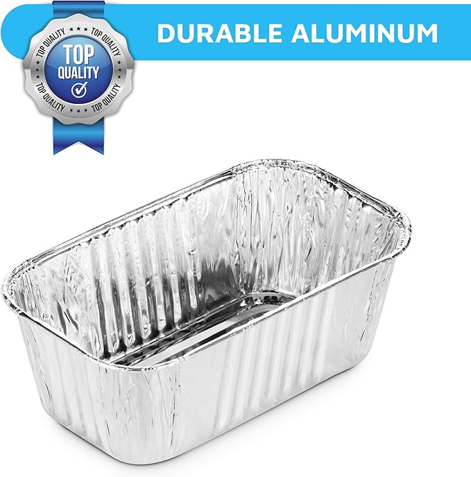 MontoPack Aluminum Mini Disposable Loaf Pans | Deep Half Size 6 x 3.5” Extra Thick Foil Bread Containers for Baking, Food Storage & Takeout | Eco-Friendly & Recyclable | Bulk 100-Pack of 1 Pound Trays
