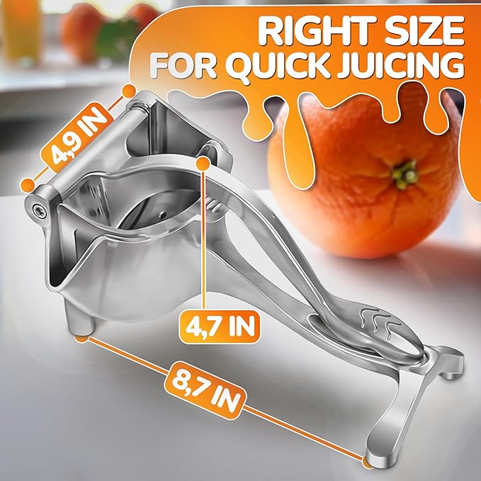Aluminum Alloy Fresh Fruit Juice Extractor - Juice Squeezer Handheld, Ergonomic Grip, Easy to Use, 9.8" Length Hand Juicer Squeezer with 0.6L Capacity, Efficient Extraction of Citrus, and Other Fruits